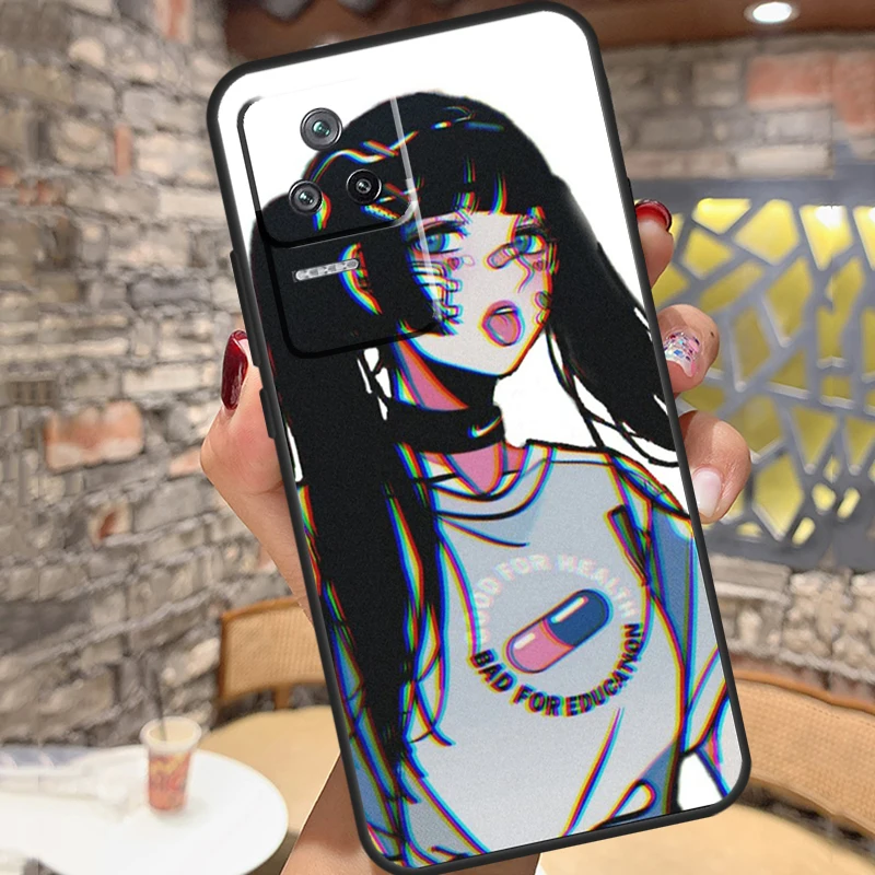 Vaporwave Aesthetic Sad Anime Case For POCO F5 X3 X5 Pro M5s C40 F3 F4 X4 GT Xiaomi 13 Ultra 11T 12T Pro 11 12 Lite Cover