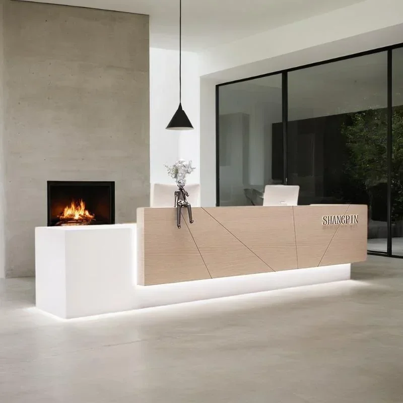 Front Desk Reception Counter Clothes Furniture Luxury Aesthetic Center Decor Executive Office Beauty Salon Muebles Table