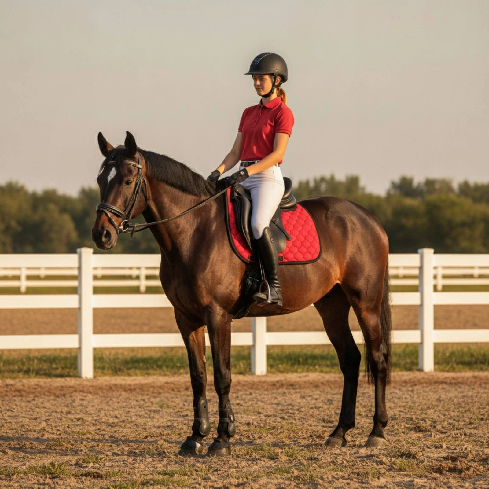 Quilted Equestrian Saddle Pad Reinforced Contoured Saddle Pad with Straps Long-Lasting Secure Fit for Equestrians, Schooling