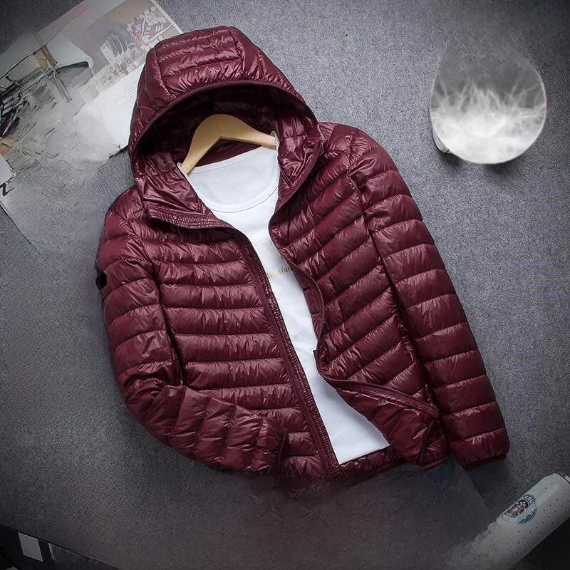 Jaqueta Leve de Aodão com Capuz para Homens Estilo Casual Curto Quente Tamanho ande Roupas Externas Primavera Outono Inverno