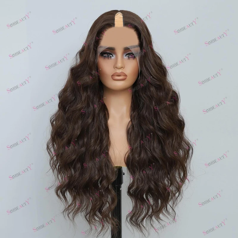 

Copper Ginger Chocolate Brown Body Deep Wave Virgin Human Hair 1x4 Size Middle U Part Wigs for Black Women Highlight Brown Wigs