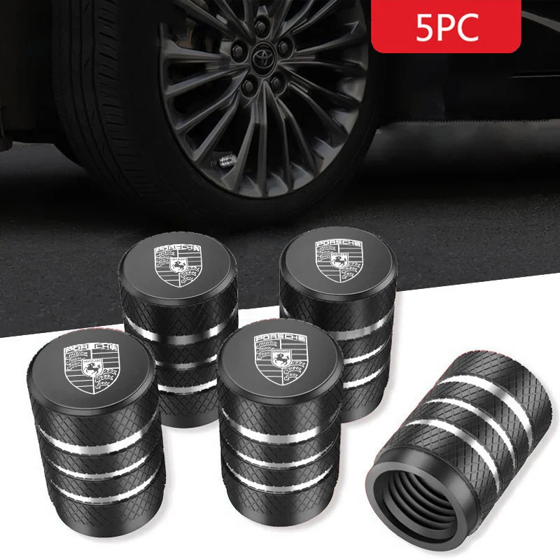 5PCS รถล้อยางวาล์ว Caps ยาง Stem สําหรับ Porsche Panamera Cayenne Taycan 911 718 Macan Carrera-GT 928 944 968 944