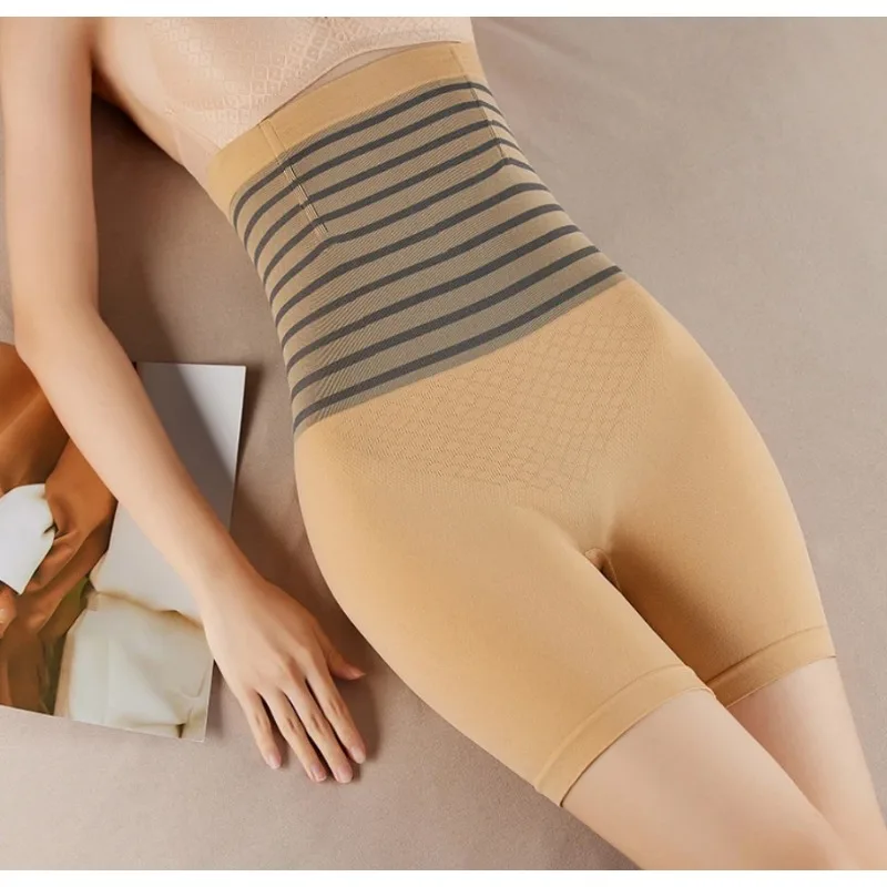 2024 Women\'s Spring And Summer New Striped High-waist Lift Hip Safety Pants Corset Leg Anti-naked Bottom To Wear Underwear