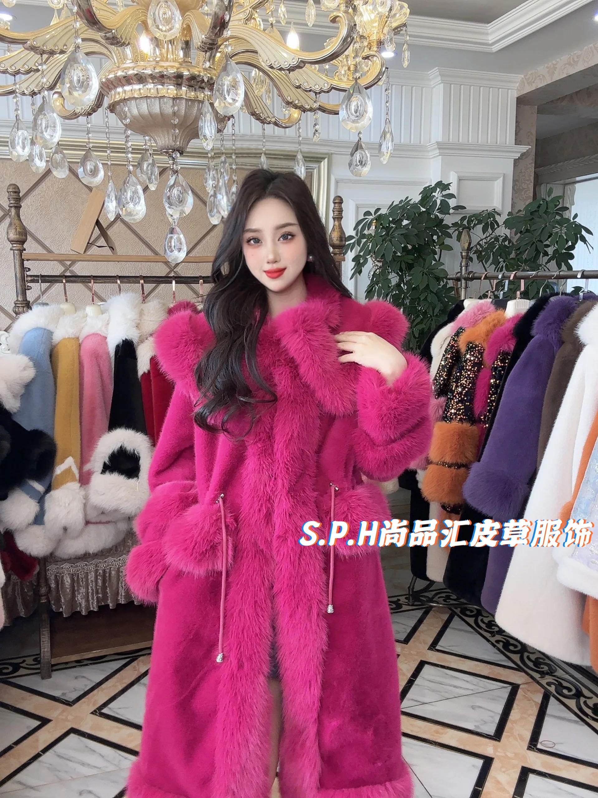 New Winter Fashion Fur Coat European Mink Sweet Toka Fox Fur Tight Waist Fur Collar Slimming Temperament Warm Women\'s Jackets