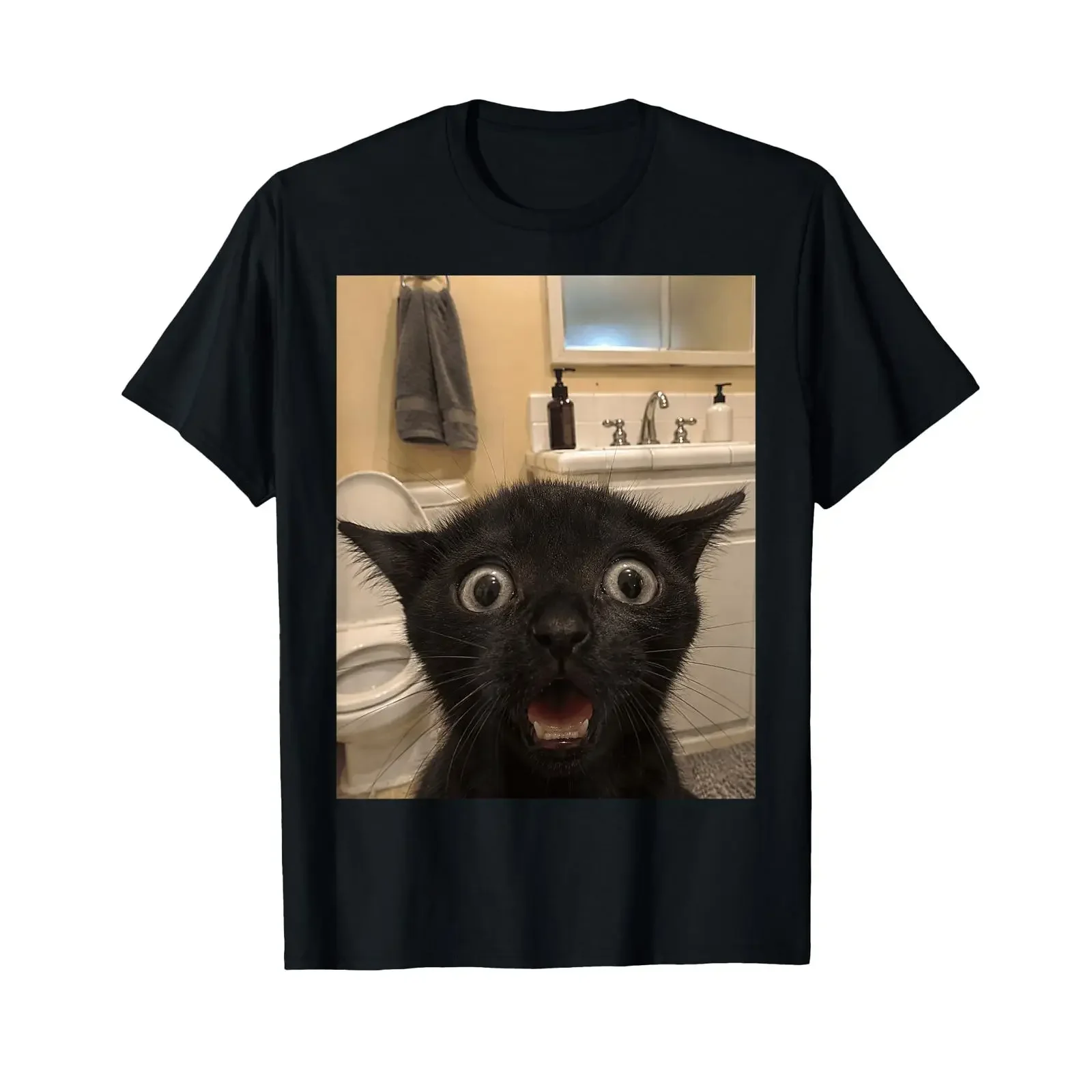 Funny Cat Meme Toilet Startled Kitten Lover Owner Humor T Shirt vintage Washed Unisex streetwear Slightly Stylish Soft Casual