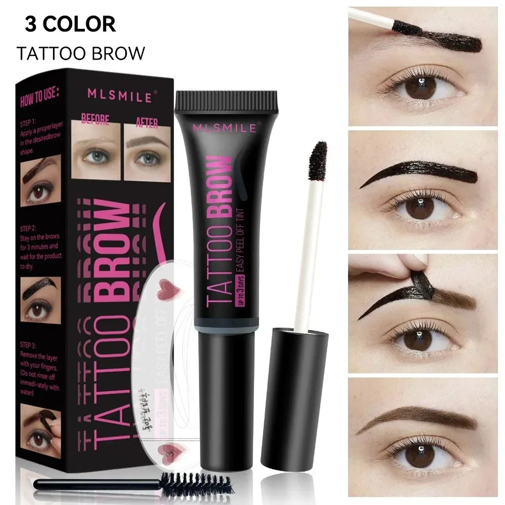 Long Lasting Eyebrow Gel Semi-Permanent Tattoo Dye Peel-Off Dye Eyebrow Cream 3 Color Waterproof Eyebrow Pomade Setting Soap Gel