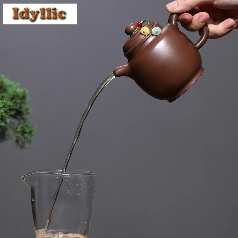 250 مللي أنيقة ييشينغ الأرجواني الطين أباريق الشاي اليدوية فانوس وعاء الخام الخام الأرجواني الطين غلاية مع Infuser Zisha طقم شاي تشا الحلي #3