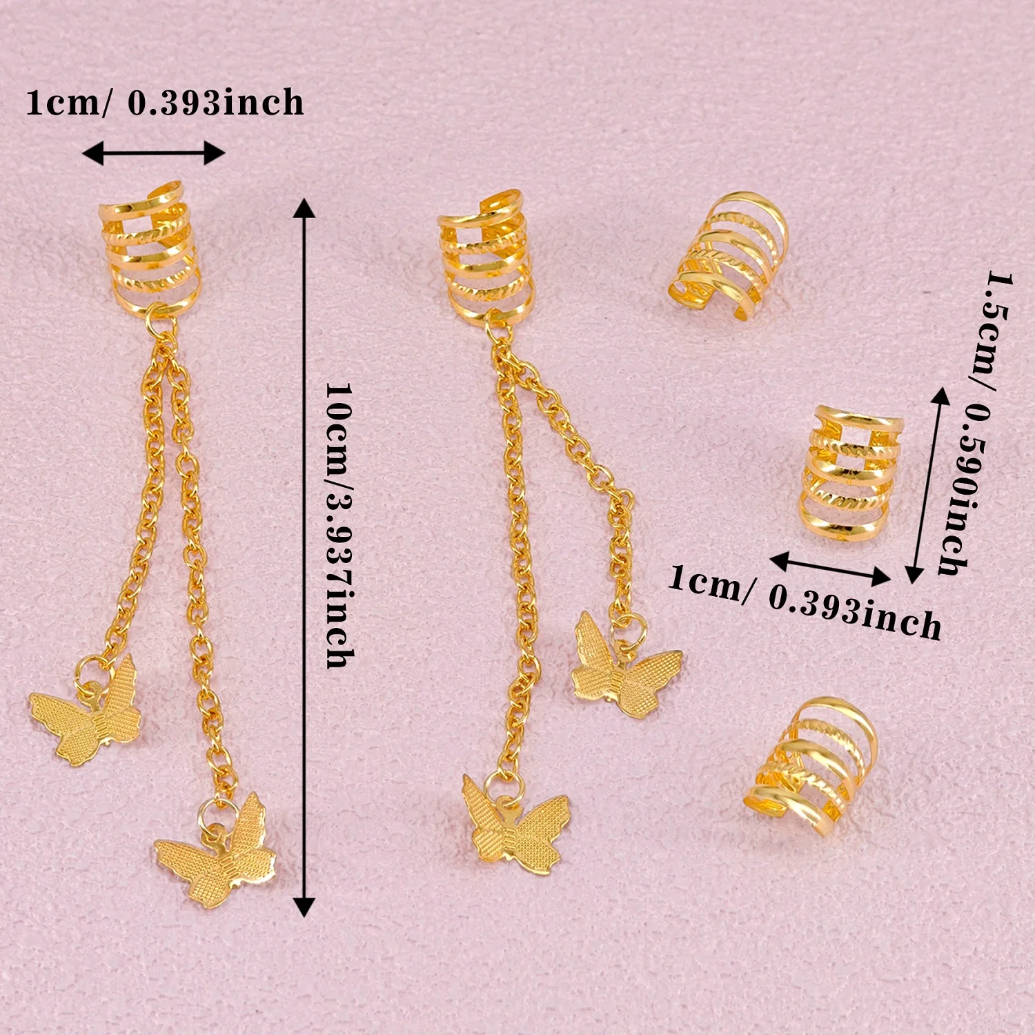 12pcs Chain Butterfly Punk style Summer Hair Jewelry Accessories Y2K Alloy Dreadlock Beads for Girls dances and parties Music view 5