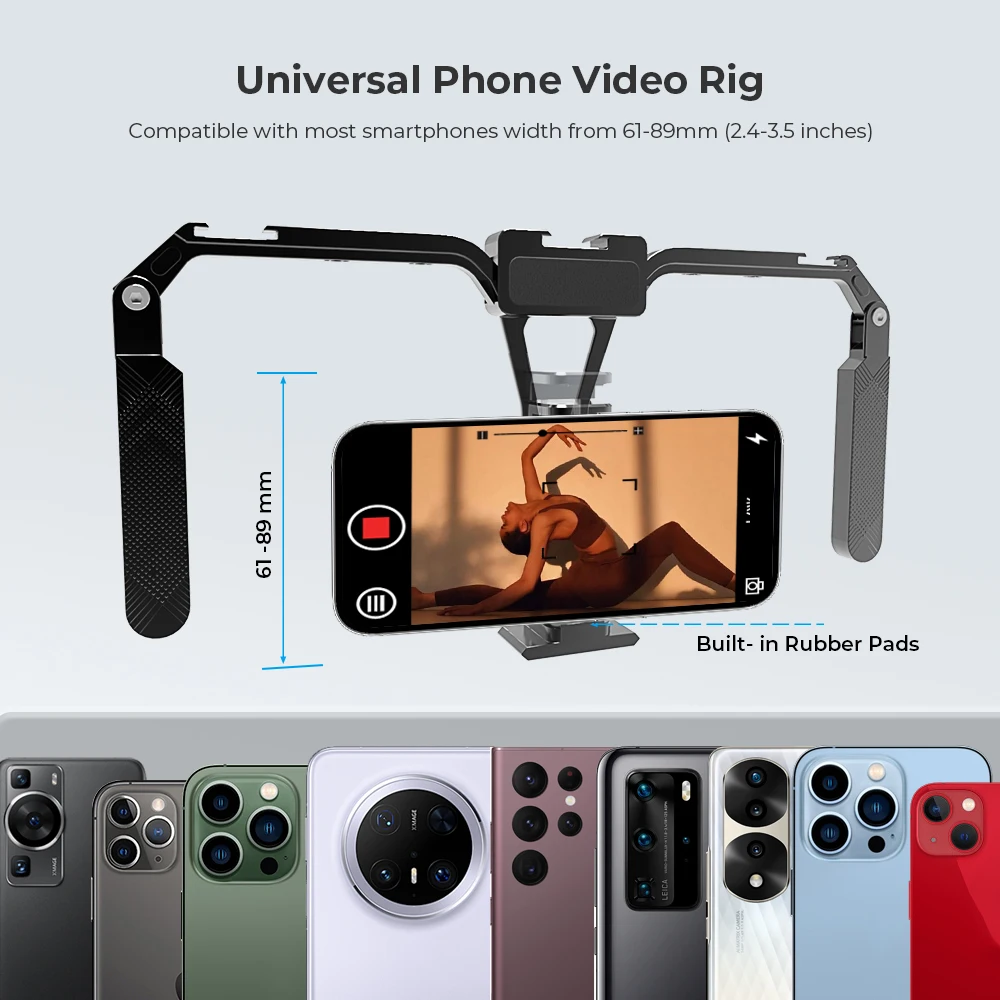 KAYULIN Foldable Universal Phone Cage Pocket Size Video Recording Phone Stabilizer with Handles for iPhone 16 15 Pro Android