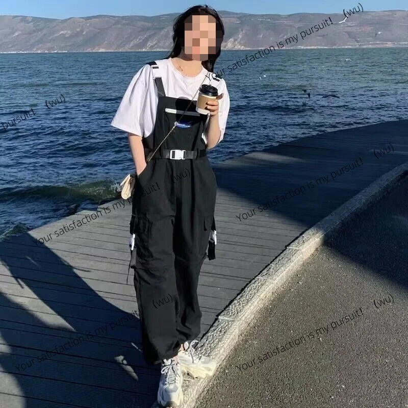 

ZOCI-Casual Straight Leg Overalls Women's High Waist Trousers Removable Workwear Loose Slimming Long Pants Summer Trend