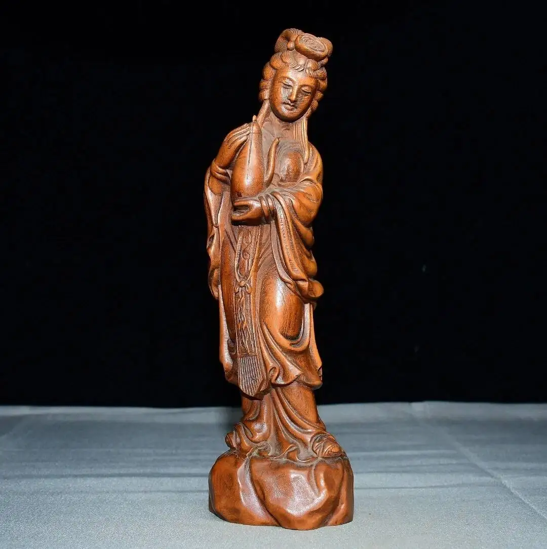 Collect Small-Leaved Boxwood Hand Carven Beauty Pour Wine Statue Decoration