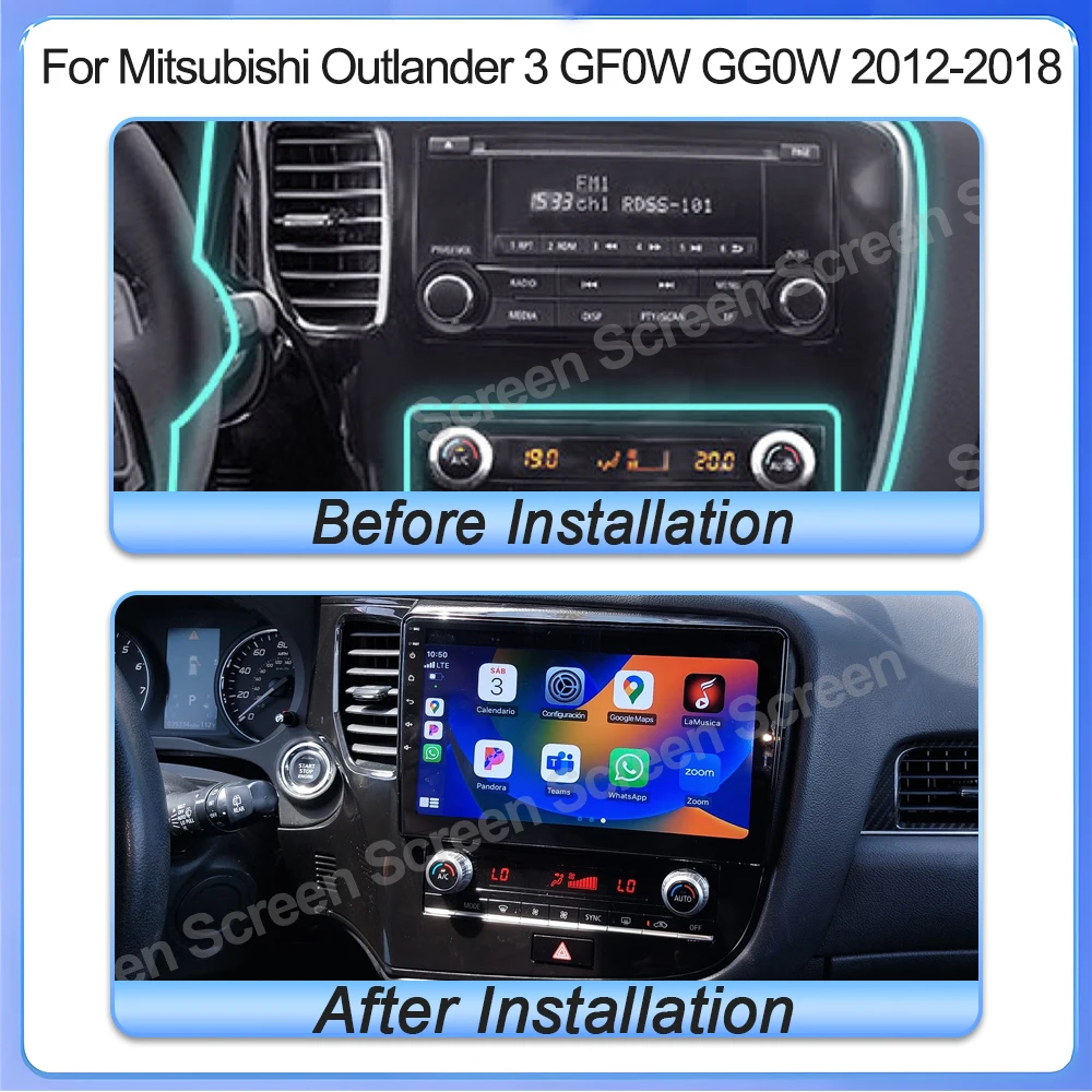 Android 15 Carplay Auto 2K Screen For Mitsubishi Outlander 3 GF0W GG0W 2012 - 2018 Car Radio Multimedia Player  Autoradio Stereo