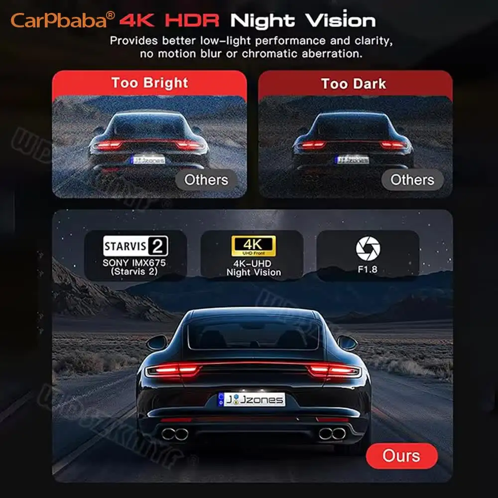 4K Car DVR 2/3-Channel Front Inside Rear View Camera GPS WIFI Black Box Dash Cam For Cars Video Recorder Vehicle Car Accessories