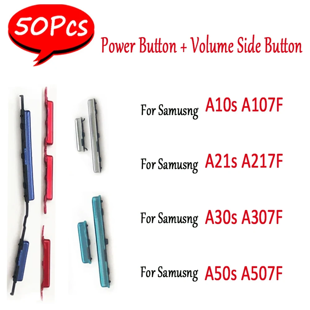 50Pcs，NEW Power Button + Volume Side Keys Power and Volume Buttons Replacement For Samsung A10S A21S A30S A50S