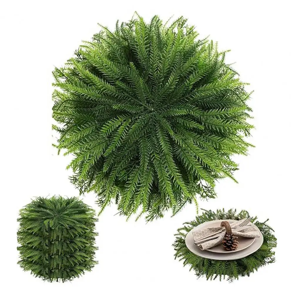 

Faux Pine Placemat Dense Branches Heat-resistant Holiday Thanksgiving Christmas Party Table Decoration Round Greenery Placemat