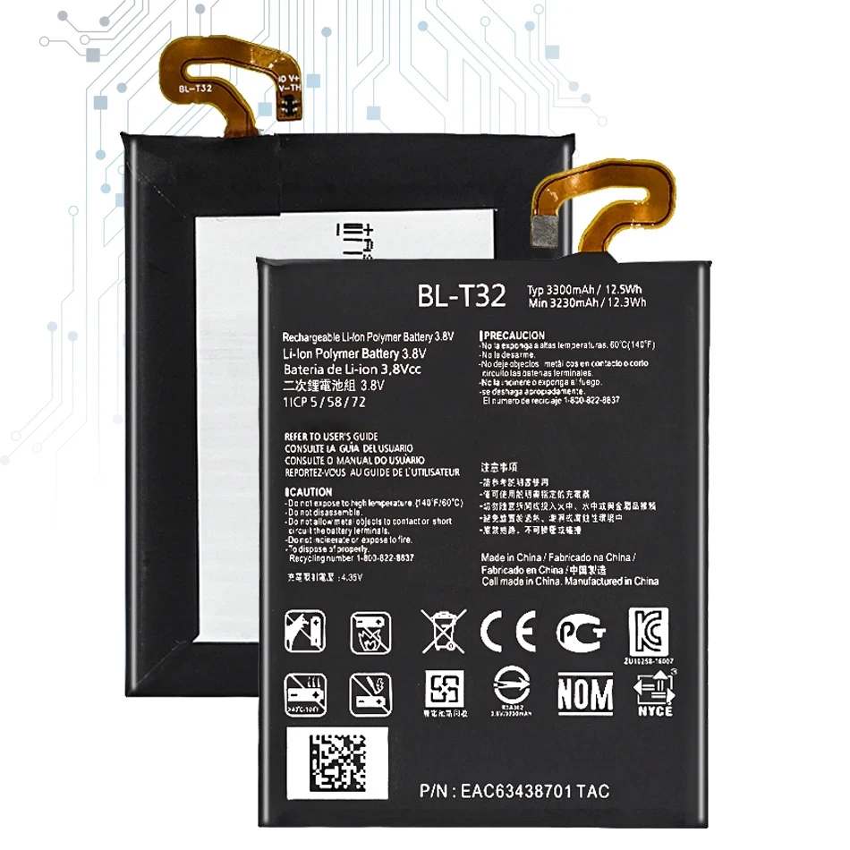 Batería móvil de BL-T32 resistente, acumulador de polímero de litio para LG G6, G600, H872, VS988, LS993, US997, BL, T32, 3300mAh