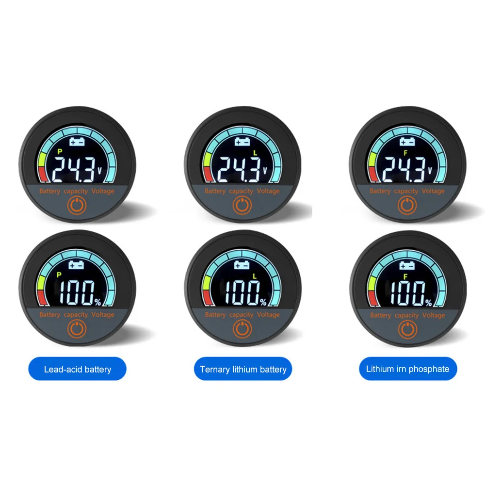 5918 DC8-100V Digital Circular Voltmeter Waterproof Battery Capacity Monitor Car Voltage Meter Tester Battery Level Indicator