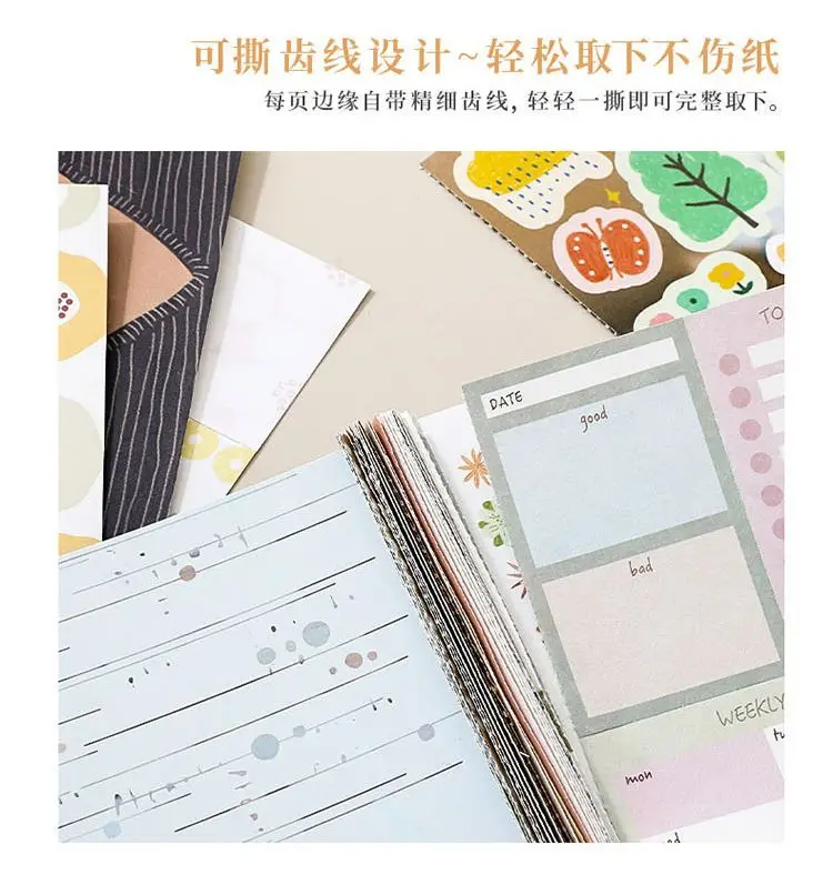 Chaoyu Koreanischer Ins-Style Journal-Materialien-Set, Hochwertiges Salz-Stil Charaktermuster-Sticker-Materialpapier, Ita Bag DIY-Materialien – Detail 8