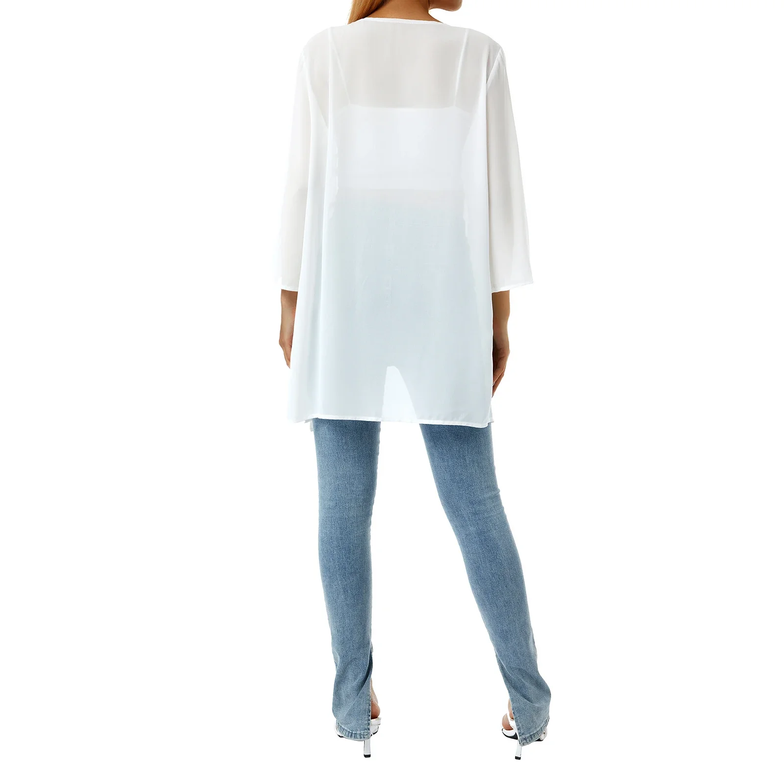 Women\'s Sheer Chiffon Jacket Casual Cover Up Tops Lightweight Beach Cardigans Blouse Shawl