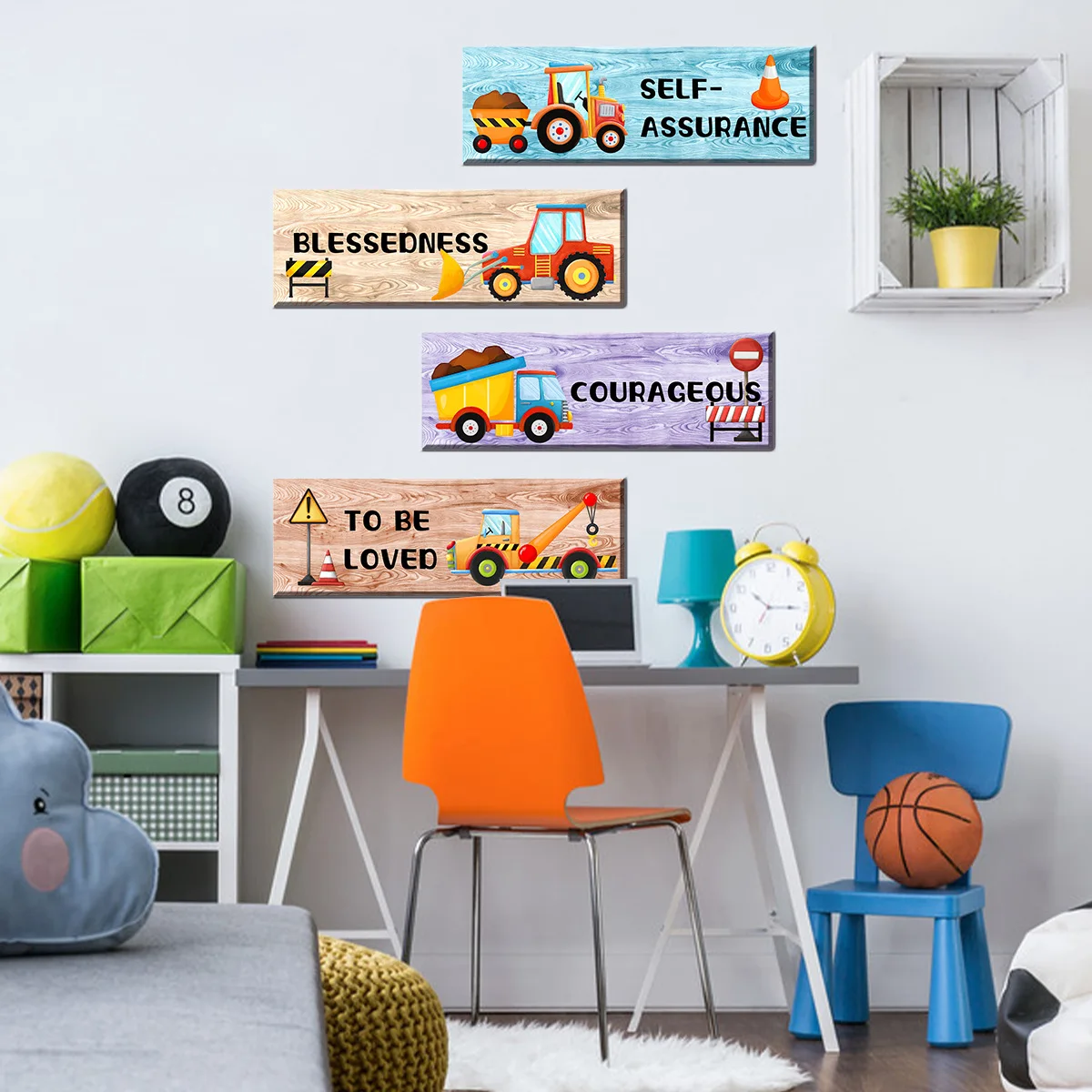 Engineering Vehicle Truck Inspirational English Wall Stickers Children's Room for Boy Living Room Decor Nursery Decoration