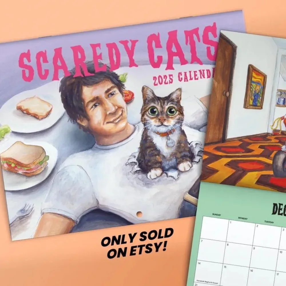 ‎Paper Scaredy Cats Monthly Calendar Easy Suspension Home Decor 2025 Monthly Calendar January-December Horror Movie