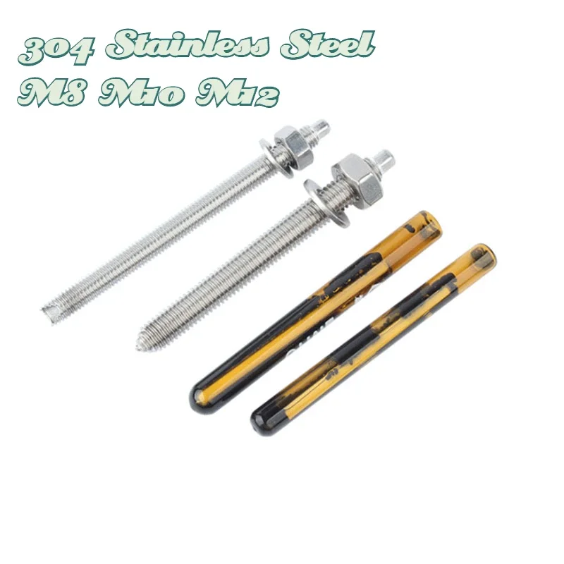 

1pc M8 M10 M12 304 Stainless Steel Chemical Anchor Ten Times The Tensile Chemical Expansion Screw Including The Reagent