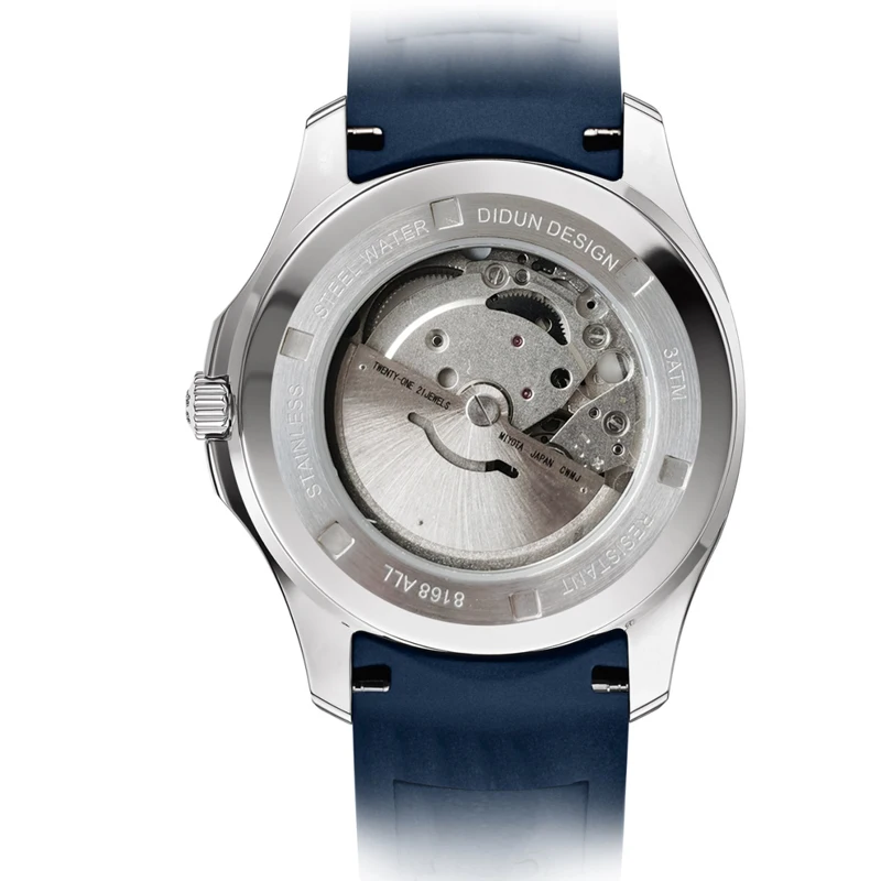 DIDUN, relojes automáticos para hombre, marca de lujo, relojes mecánicos de acero inoxidable para hombre, correa de silicona, reloj de pulsera de moda 2025