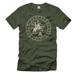 Sleipnir God Wotan Horse Raven Scandinavians rune t-shirt. Maglietta da uomo a maniche corte con scollo a o in cotone estivo novità S-3XL