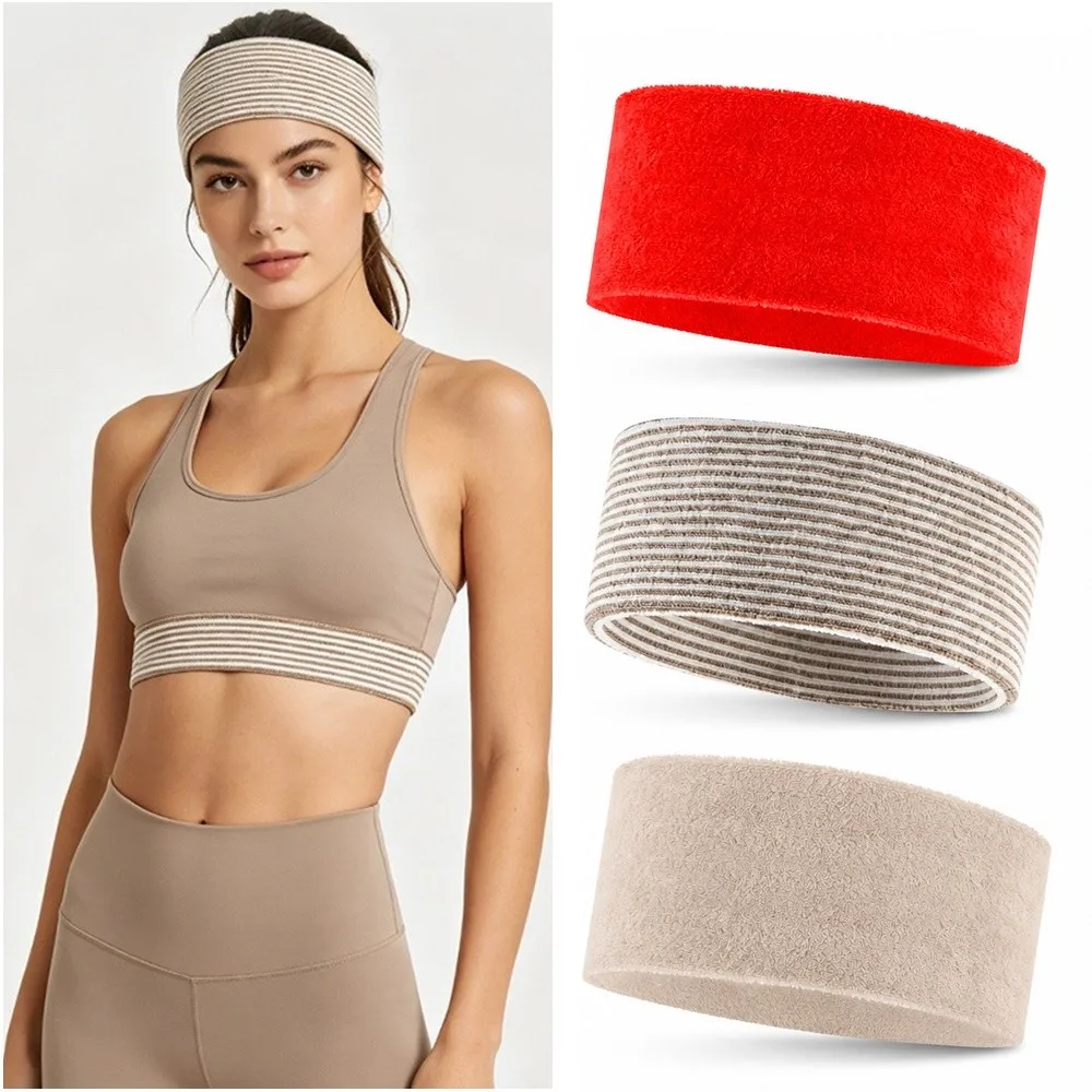 New Cotton Sports Headband High Elasticity Wide Brim Running Sweatband Breathable Sweat Absorbing Hair Band Fitness Training