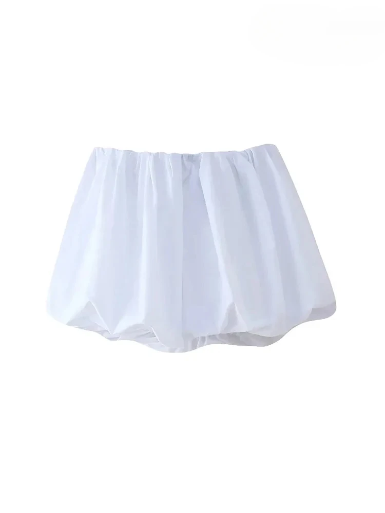Mooyufon  Women's Balloon Mini Skirt, Mid Elastic Waist, Voluminous Hem, Female Skirts, Fashion image 3