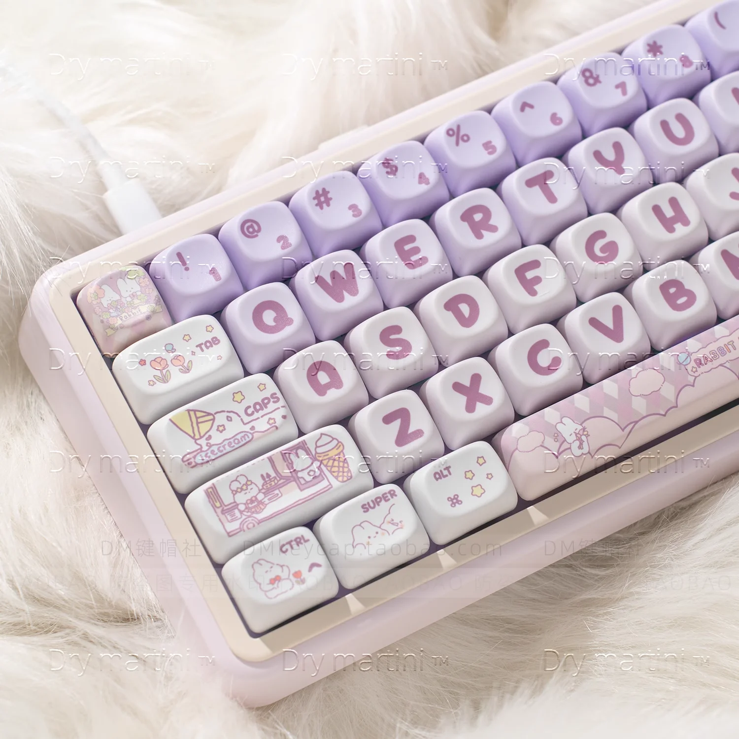 

Purple Bunny SA Keycaps PBT 142 Keys Cute Girl for 60/64/84/98/108 Gaming Mechanical Keyboard MX Switch