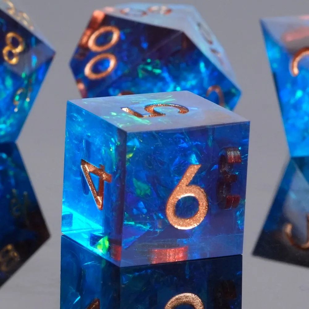 7-Type DND Dice Set High end Resin Sharp Edge 7Pcs Polyhedral D&D Dices for Dungeon and Dragonboard Games D4 D6 D8 D10 D12 D20