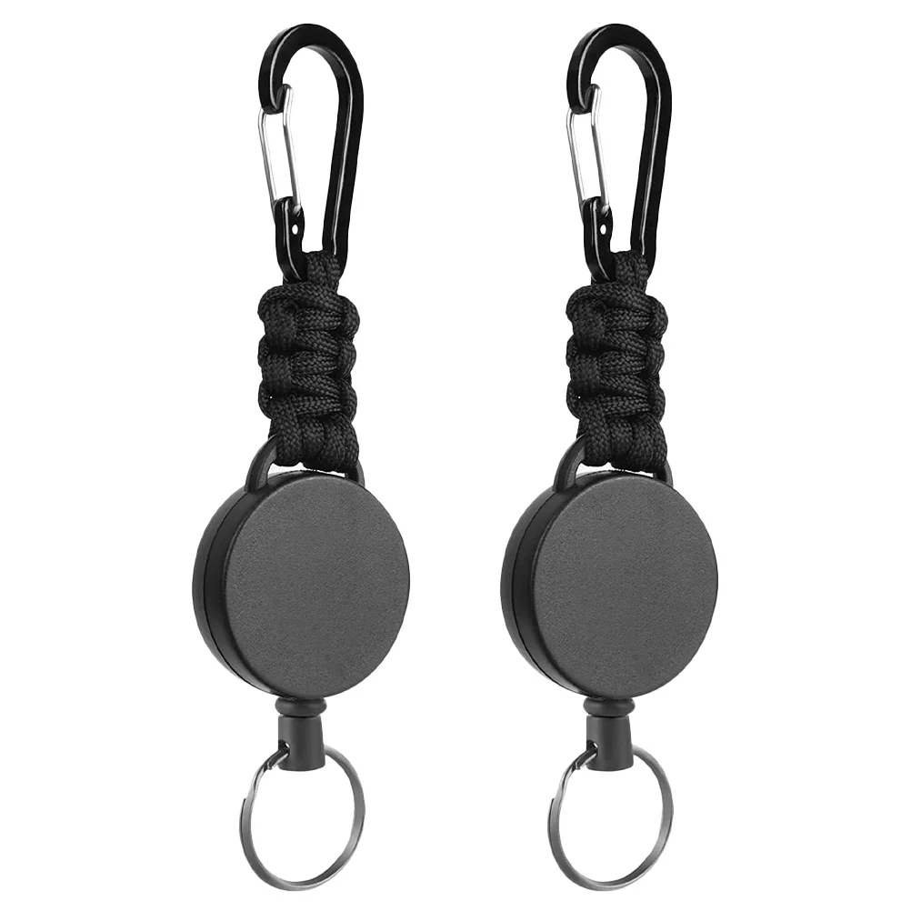 

2Pcs High Elastic Retractable Key Ring Buckle Anti-Lost Heavy Duty Carabiner Clip Hiking Camping Travel Keychain