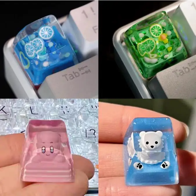 

Individual Anime Cartoon Keycap Cute Fruit Animal DIY Keycap Mechanical Keyboard Resin Stereoscopic Keycap Polar Bear Corgi Dog