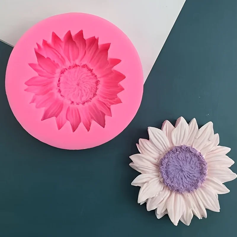 1pc Sunflower Silicone Mold for Chocolate, Mousse & Aromatherapy Candles - Non-Electric Food-Grade Baking Tool