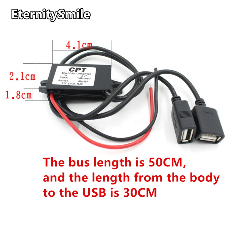 Konwerter USB 12V do 5V 3A 15W DC-DC Adapter samochodowy ładowarki telefonu moduł konwertera obniżanie mocy Adapter wyjściowy