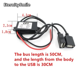 Convertidor USB de 12V a 5V, 3A, 15W, DC-DC, adaptador de cargador de teléfono para coche, módulo convertidor de salida de potencia