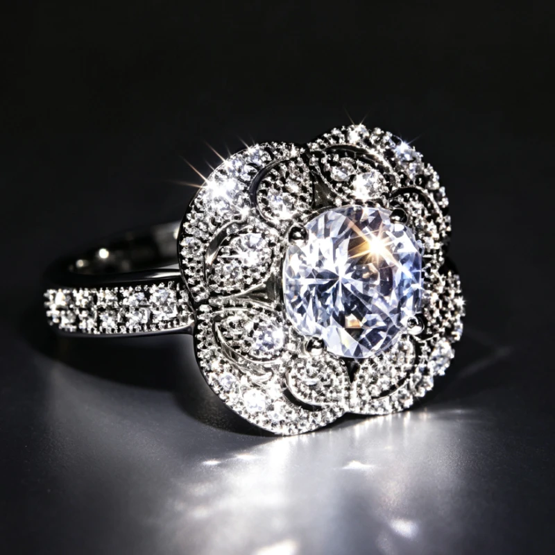 Aesthetic Design Gorgeous Synthetic Zirconia Shiny Women's Promise Ring Elegant Luxury Wedding Engagement Fine Jewelry Accessory