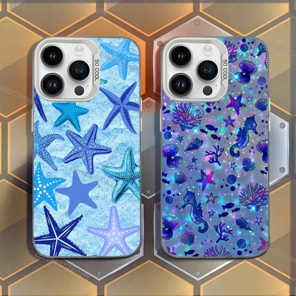 

Cool Turtle Seaside Pattern Phone Case For iPhone 17,16,15,14,13,12,11,Mini,Pro,E,MAX White Candy Matte Shockproof Cover