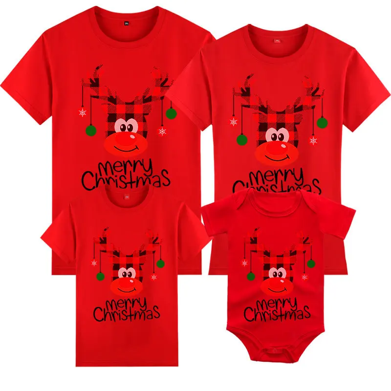 

Christmas Family Matching Clothes Mom Dad Son and Daughter T-shirts Kids Couple Tees