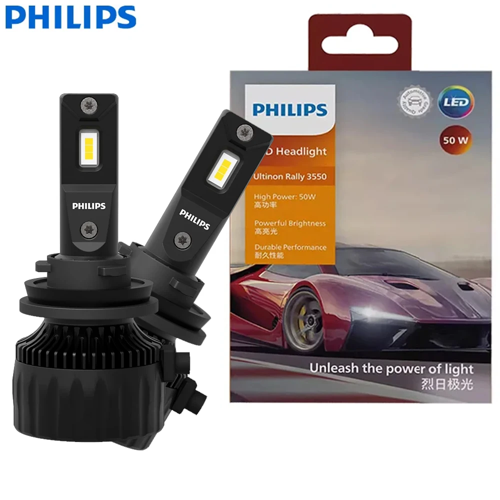 

Philips Ultinon Rally 3550 H11 LED Head Light 100W 9000LM Max Power Bright 6500K White Turbo Upgrade High Low Beam 11362U3550X2