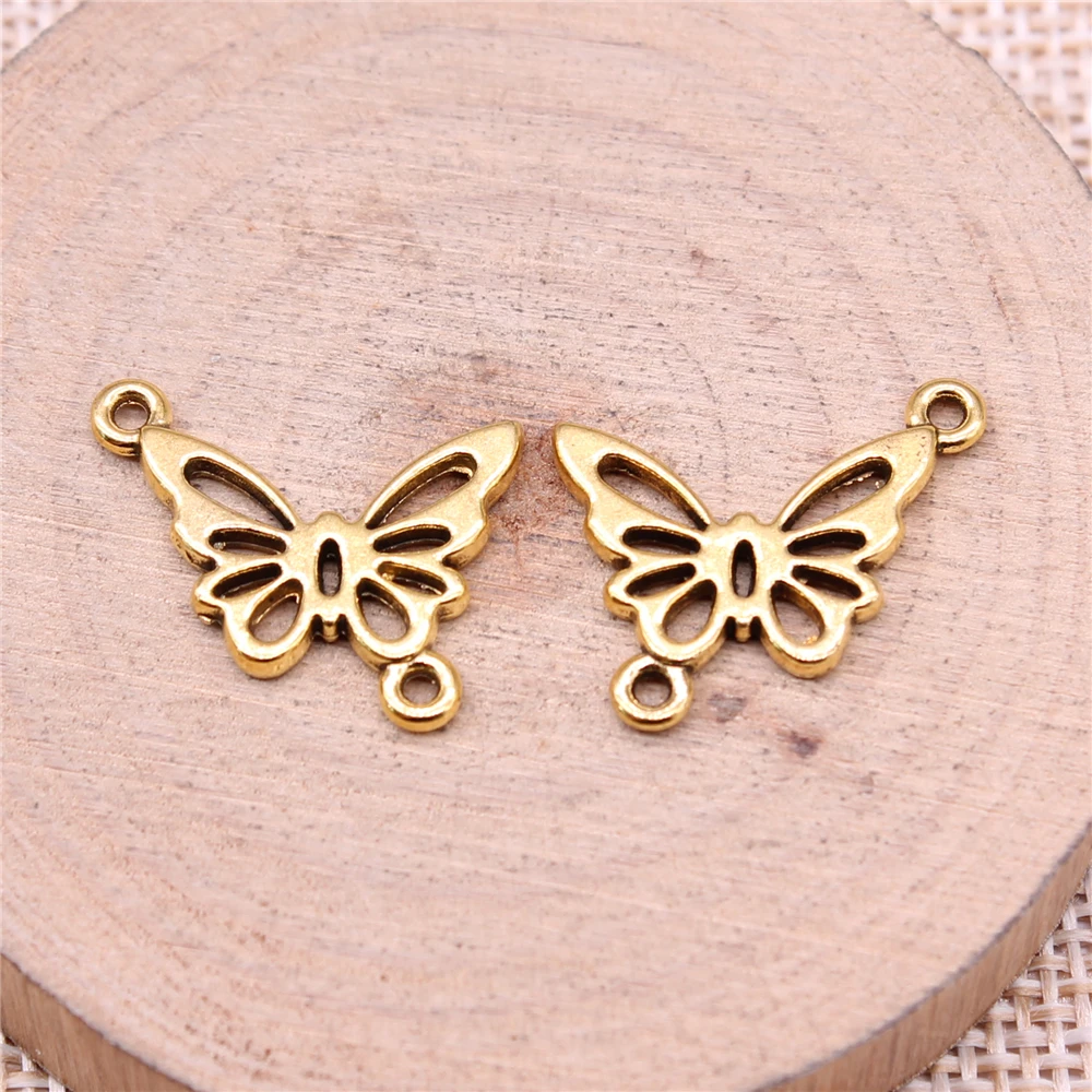 WYSIWYG 20pcs Charms 20x17mm Butterfly Connector Charms For Jewelry Making DIY Jewelry Findings Alloy Charms