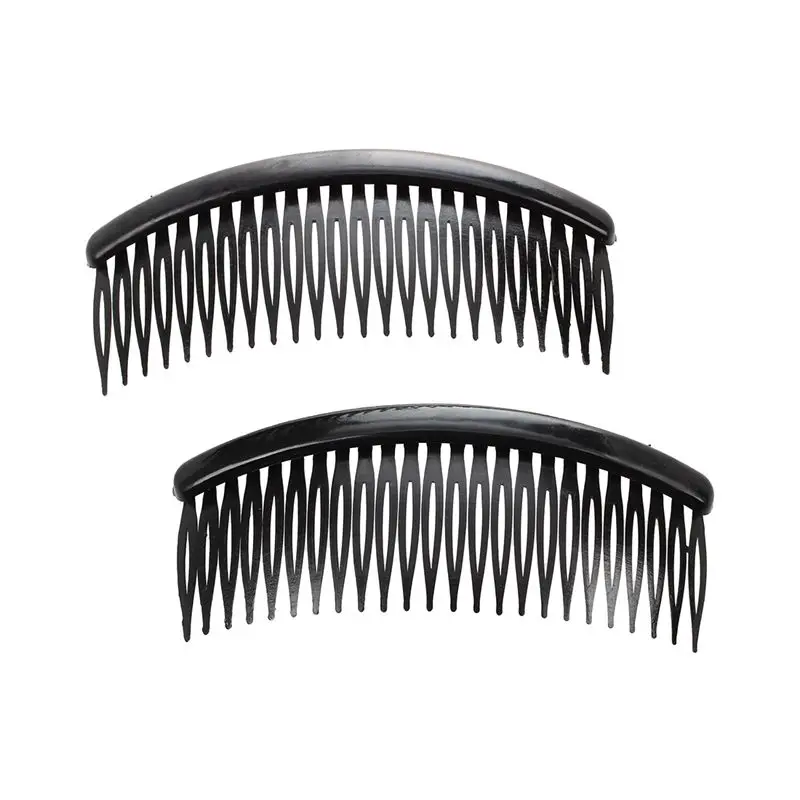 Black Plastic 24 Teeth Hair Comb Clip Clamp 2 Pcs for Lady Girls