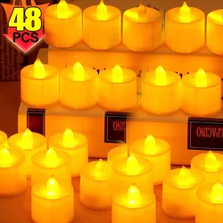 48/1Pcs Colorful LED Candles Battery Operated Flameless Tealight Fake Candles Lamp Wedding Birthday Party Home Decoration Lights