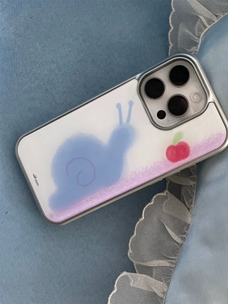 Korean Niche Kawaii Blue Snail Blunt Advanced Drip Glue Phone Case For Samsung S26 PLUS 25 EDGE 24 FE 23 ULTRA Sweet Cover