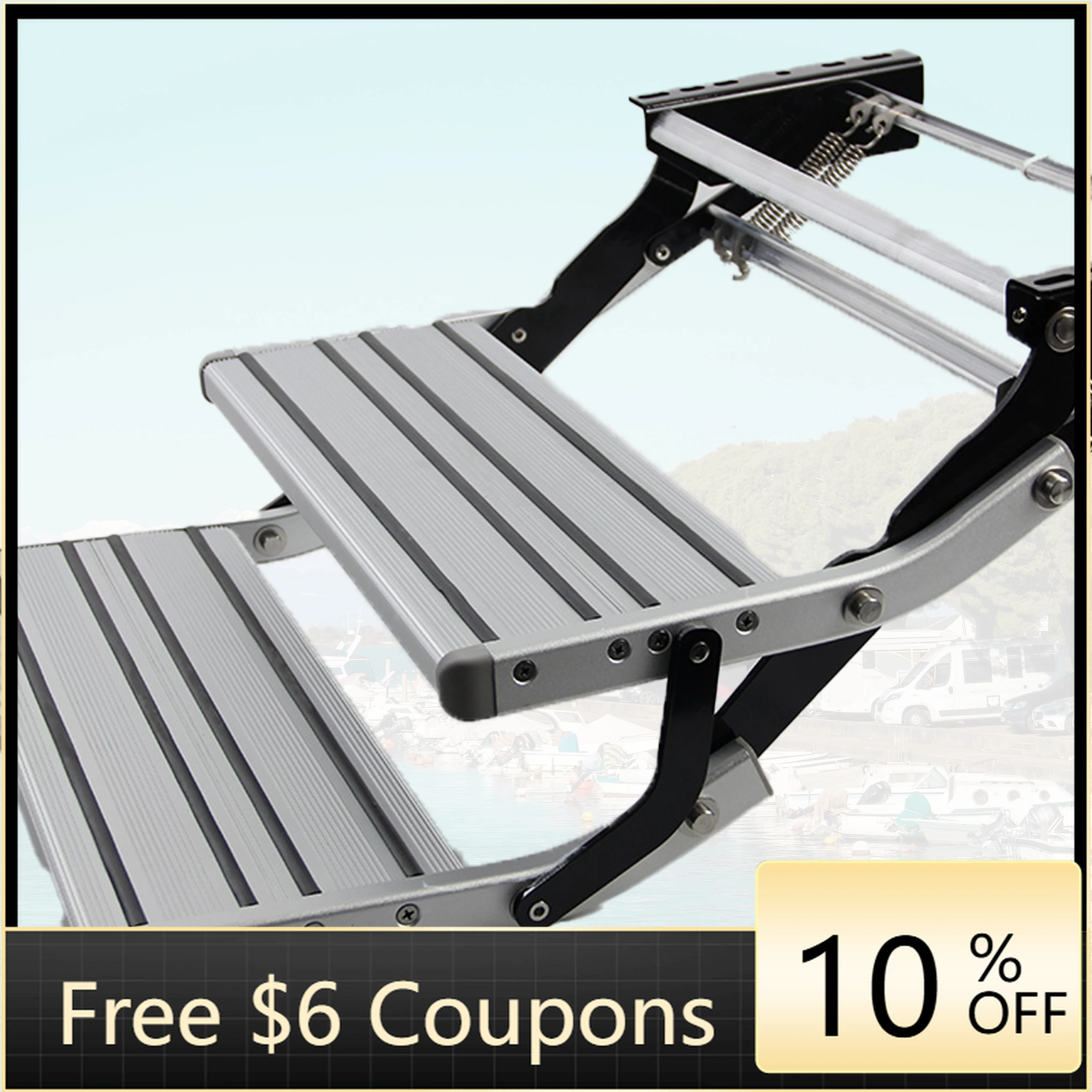 

STLF High Tensile Aluminum Alloy &Carbon Steel Motorhome Step 16 RV Folding Step Manual Double caravan Marine Step 220KG