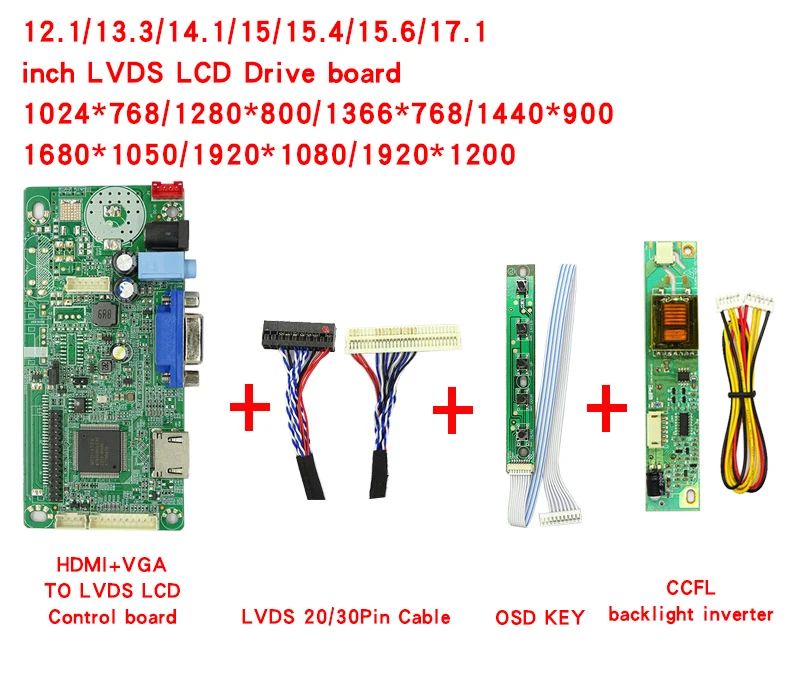 

Комплект платы контроллера для ЖК-экрана 14,1 дюйма, для N141C1, 30 контактов, LVDS 1440X900, HDMI, совместимый с VGA, DIY дисплей, подсветка CCFL