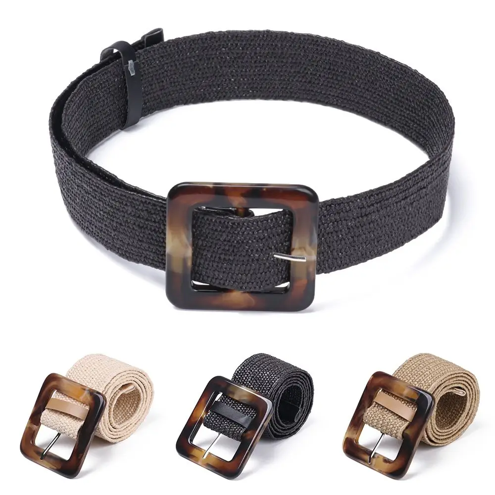 

Модная соломенная полипропиленовая широкая квадратная нефритовая пряжка, эластичная поясная цепочка, ожерелье на животе, украшения для тела, соломенный ремень