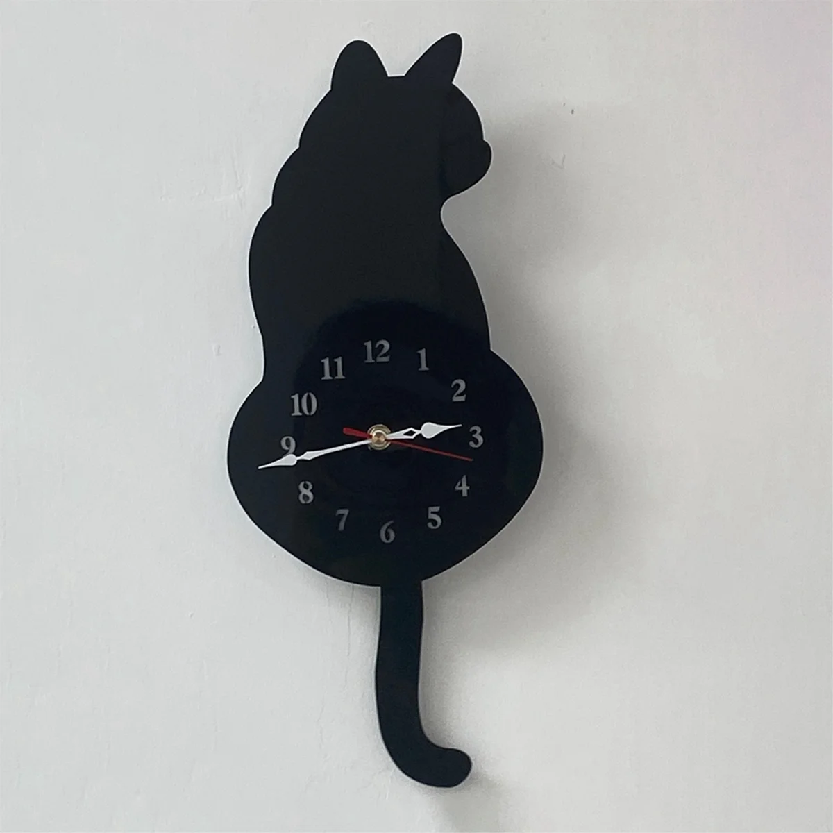 White-Cat Pendulum Wall Clock,Cat Clock,Cat Clock with Moving Tail,Cat Swinging,Whimsical Funny Wall Clocks