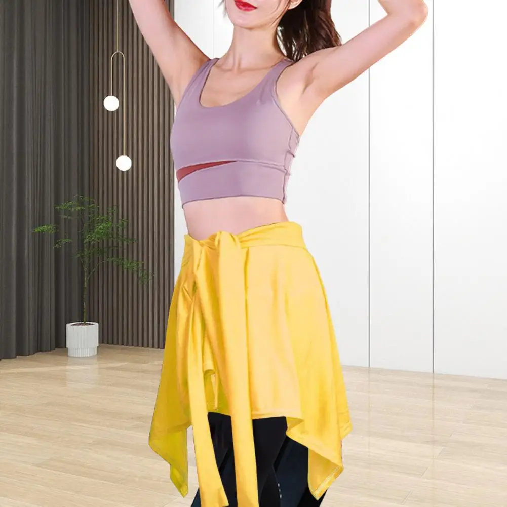 

Sporty Style Yoga Skirt Women Adjustable Waist One-Piece Design Mini Skort Anti-Exposure Strapped Dance Fitness Skirt